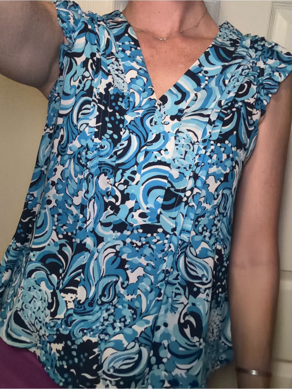 Lilly Pulitzer White Blue Mermazing Tank Top Blouse